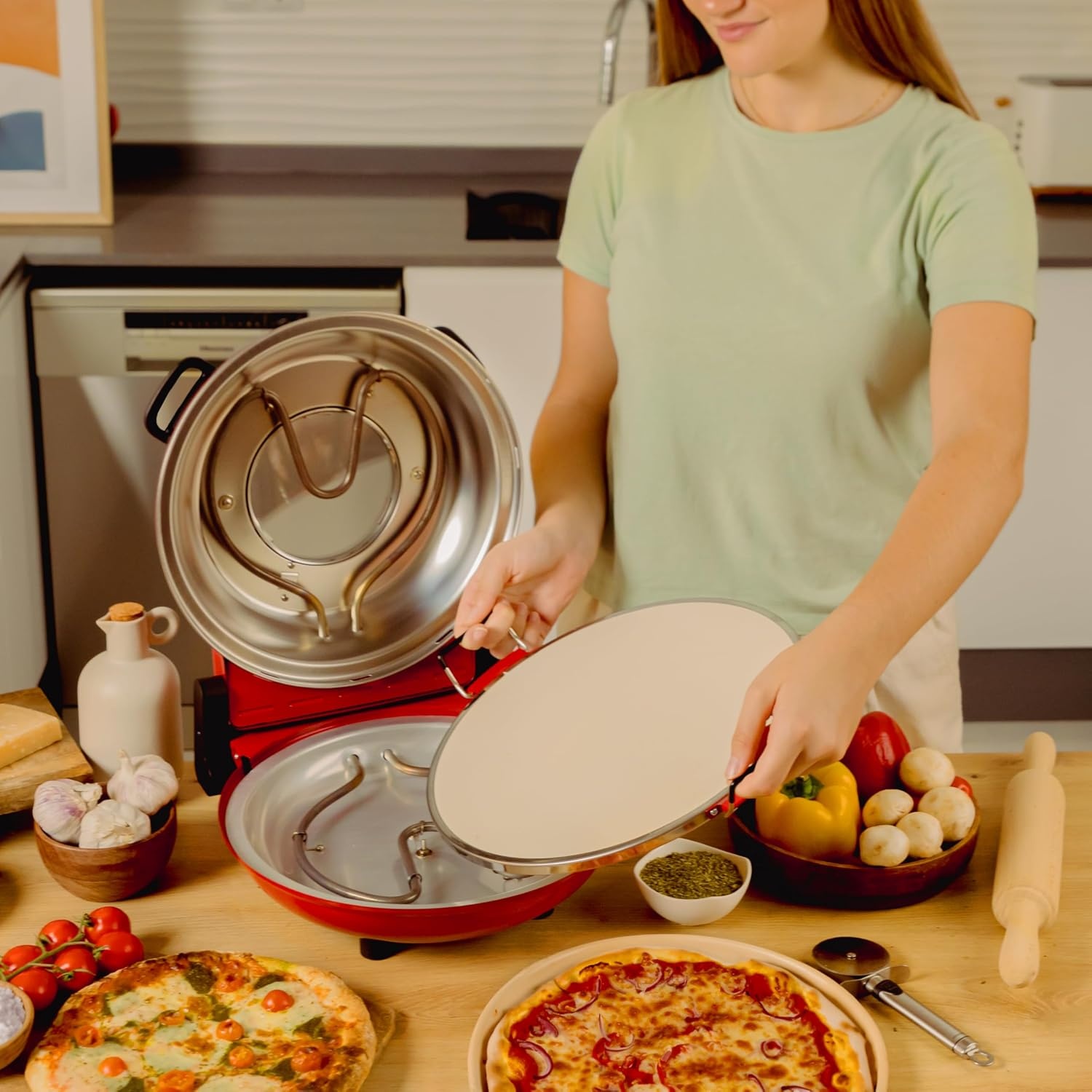 Elektrische Pizzaoven 1200W 400°C met Timer & Steenbakken - 34% Korting!