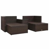5-delige Loungeset Poly Rattan Bruin met Kussens - 60% Korting