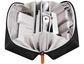 Grote Kabeltas Organizer voor MacBook Oplader & Kabels - Waterbestendig Zwart, 74% Korting!