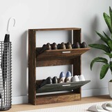 VidaXL Schoenenkast Bewerkt Hout Gerookt Eiken 59x17x81 cm (L)