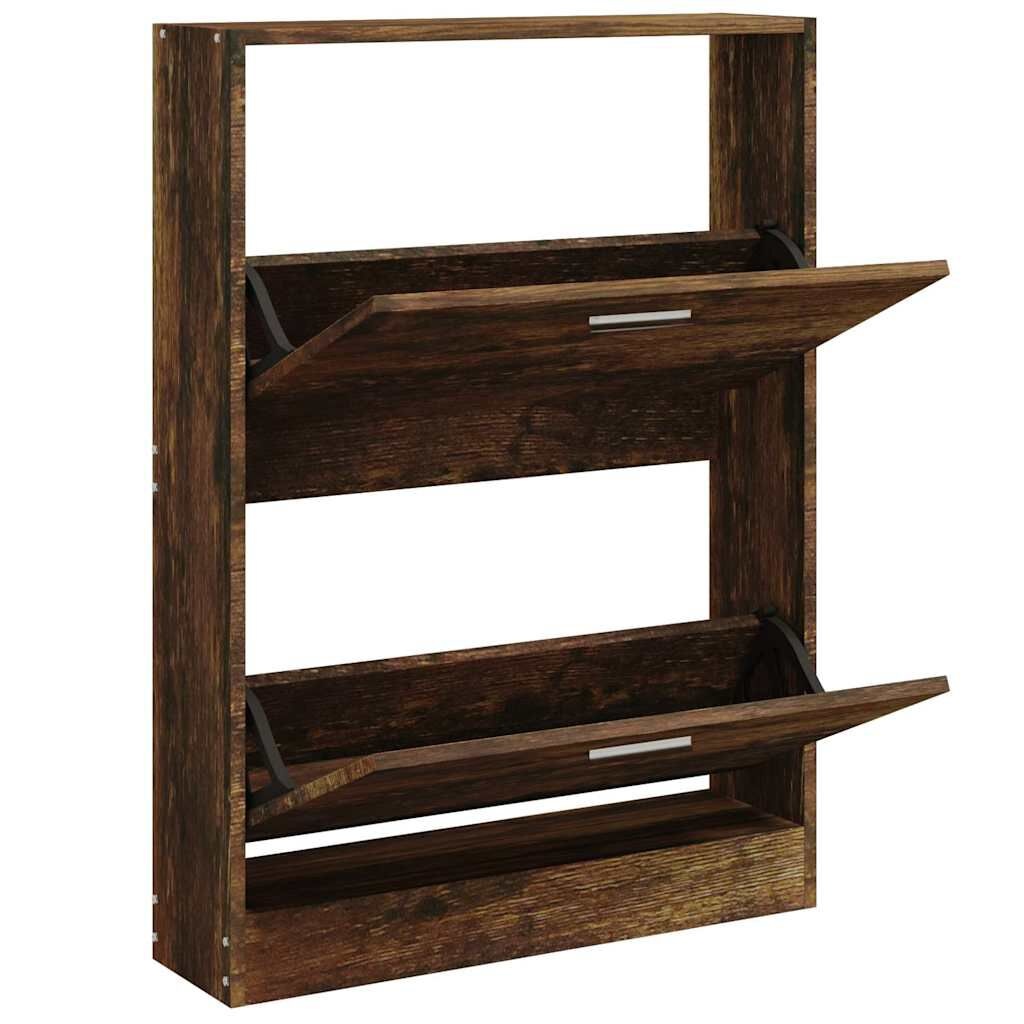 VidaXL Schoenenkast Bewerkt Hout Gerookt Eiken 59x17x81 cm (L)