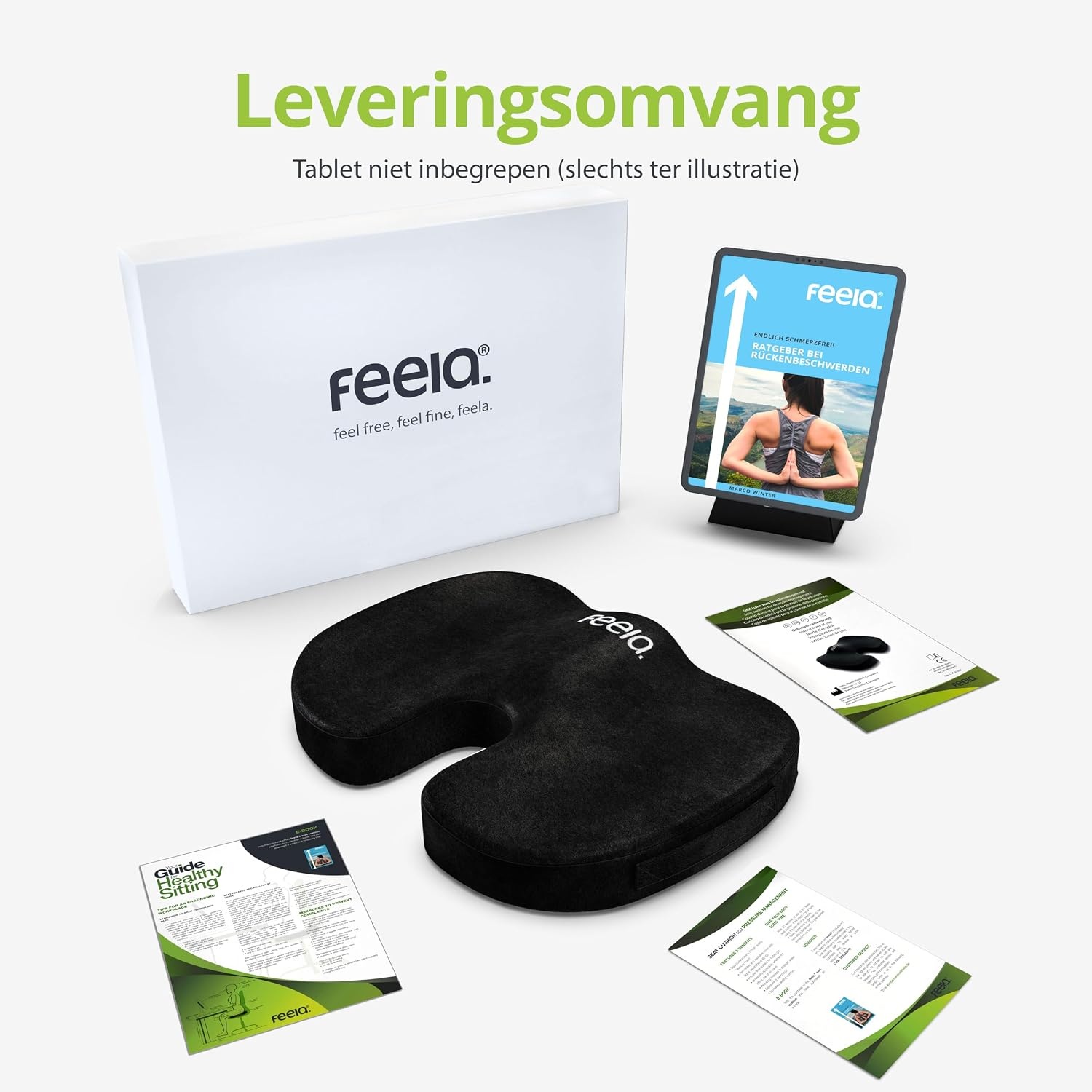 Orthopedisch Zitkussen Traagschuim - Verlichting Stuitpijn, Zwart