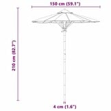 Donkergrijze Tuinparasol Bamboe 150x150x210 cm - 34% Korting