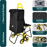 VOUNOT Boodschappentrolley met 6 Wielen, 32L, Zwart - 32% Korting!