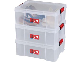 Set van 3 SUNDIS Clip'N Store Opbergboxen (27L) - 58% Korting!