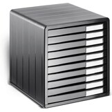 Rotho Timeless Ladebox / kantoorbox met 10 lades, Kunststof (PS) BPA-vrij, antraciet, (34.5 x 29.0 x 32.0 cm)