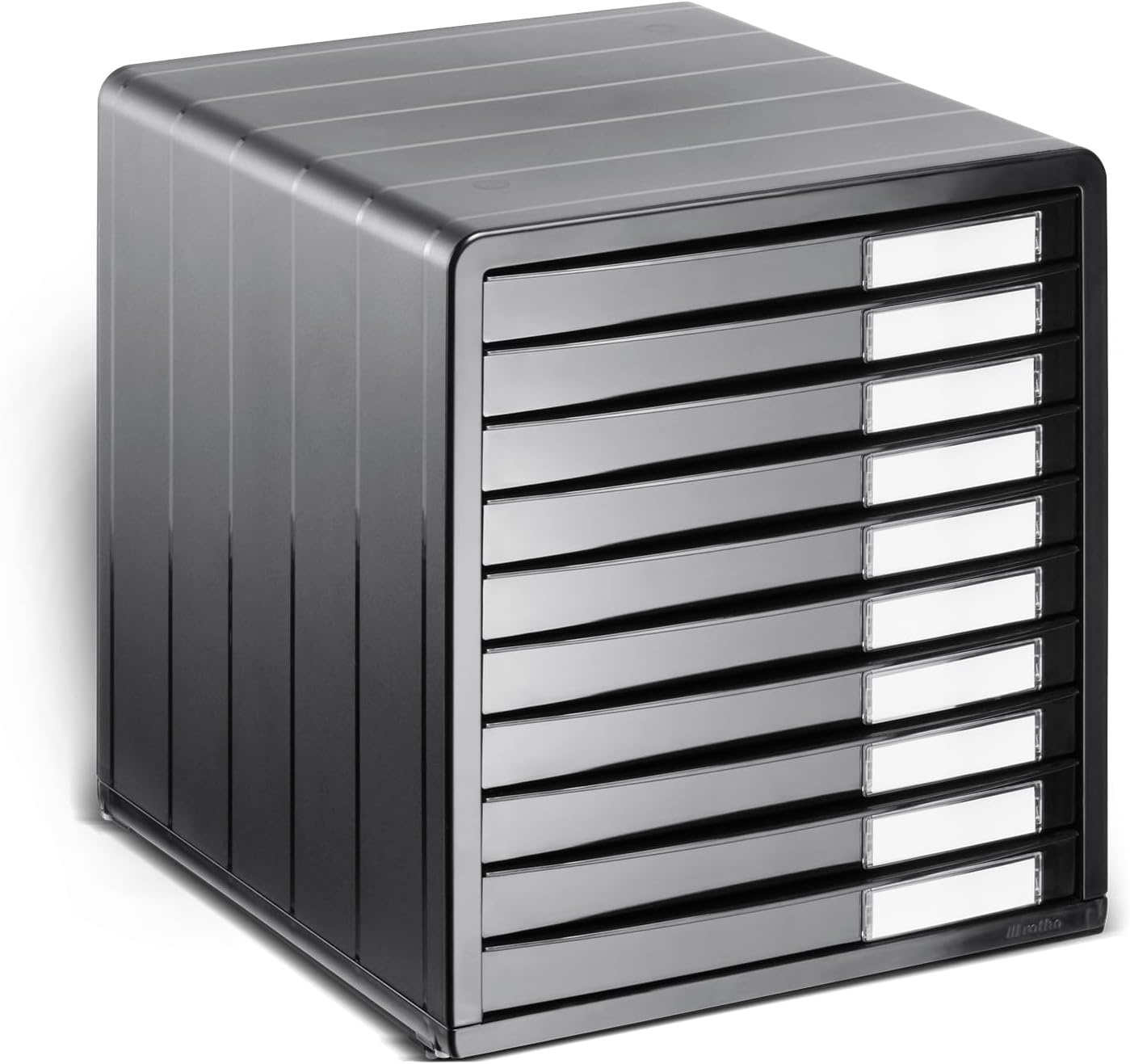 Rotho Timeless Ladebox / kantoorbox met 10 lades, Kunststof (PS) BPA-vrij, antraciet, (34.5 x 29.0 x 32.0 cm)