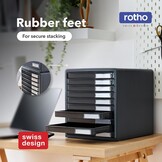 Rotho Timeless Ladebox / kantoorbox met 10 lades, Kunststof (PS) BPA-vrij, antraciet, (34.5 x 29.0 x 32.0 cm)