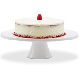 Relaxdays taartplateau met voet, keramiek, rond, wit, 10 x 32 cm, serveerschaal voor taarten