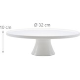 Relaxdays taartplateau met voet, keramiek, rond, wit, 10 x 32 cm, serveerschaal voor taarten