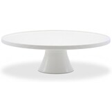 Relaxdays taartplateau met voet, keramiek, rond, wit, 10 x 32 cm, serveerschaal voor taarten