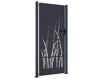vidaXL Poort 105x180 cm met grasontwerp staal antracietkleurig