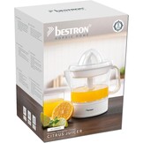 Bestron Elektrische citrus- en sinaasappelpers, incl. 2 perskegels en aromadeksel, motor met twee draairichtingen (links/rechts), inhoud: 0,7 liter, Nordic Home collectie, kleur: matwit/hout