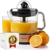 Bestron Elektrische citrus- en sinaasappelpers, incl. 2 perskegels en aromadeksel, motor met twee draairichtingen (links/rechts), inhoud: 0,7 liter, Nordic Home collectie, kleur: matwit/hout