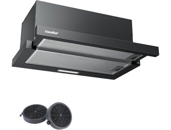 COMFEE CHL03M21B Platte afzuigkap, 60 cm circulatie, luchtstroom, 400 m³/uur, afzuigkap, inbouw, platte afzuigkap, zwart