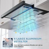 COMFEE CHL03M21B Platte afzuigkap, 60 cm circulatie, luchtstroom, 400 m³/uur, afzuigkap, inbouw, platte afzuigkap, zwart
