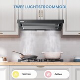 COMFEE CHL03M21B Platte afzuigkap, 60 cm circulatie, luchtstroom, 400 m³/uur, afzuigkap, inbouw, platte afzuigkap, zwart