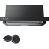 COMFEE CHL03M21B Platte afzuigkap, 60 cm circulatie, luchtstroom, 400 m³/uur, afzuigkap, inbouw, platte afzuigkap, zwart