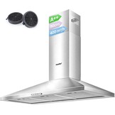 COMFEE CHL03M21B Platte afzuigkap, 60 cm circulatie, luchtstroom, 400 m³/uur, afzuigkap, inbouw, platte afzuigkap, zwart