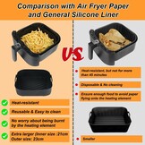 GINOYA 2 stks Grote Air Fryer Liners, 20,5 cm XXL Siliconen Vierkante Air Fryer Accessoires voor voor Vortex Plus 8.5L, LLIVEKIT 7L Air Fryer (buiten: 23cm)