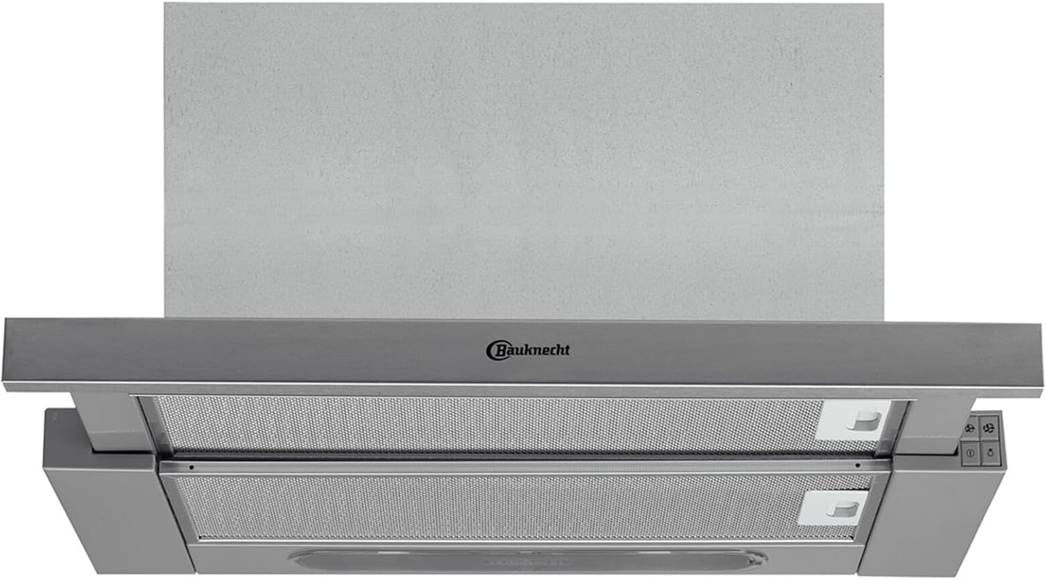 Bauknecht DBAH 65 LM X afzuigkap platte kap / 60 cm/geschikt voor afvoerlucht en recirculatieluchtwerking / 85,8 kWh/LED / 3 standen/energie-efficiëntieklasse D - Maat Leistung 180W