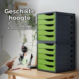 Rotho, Spacemaker, Ladebox / kantoorbox met 5 lades, Kunststof (PS) BPA-vrij, groen/zwart, 33,5 x 28,5 x 32,0 cm