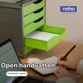 Rotho, Spacemaker, Ladebox / kantoorbox met 5 lades, Kunststof (PS) BPA-vrij, groen/zwart, 33,5 x 28,5 x 32,0 cm
