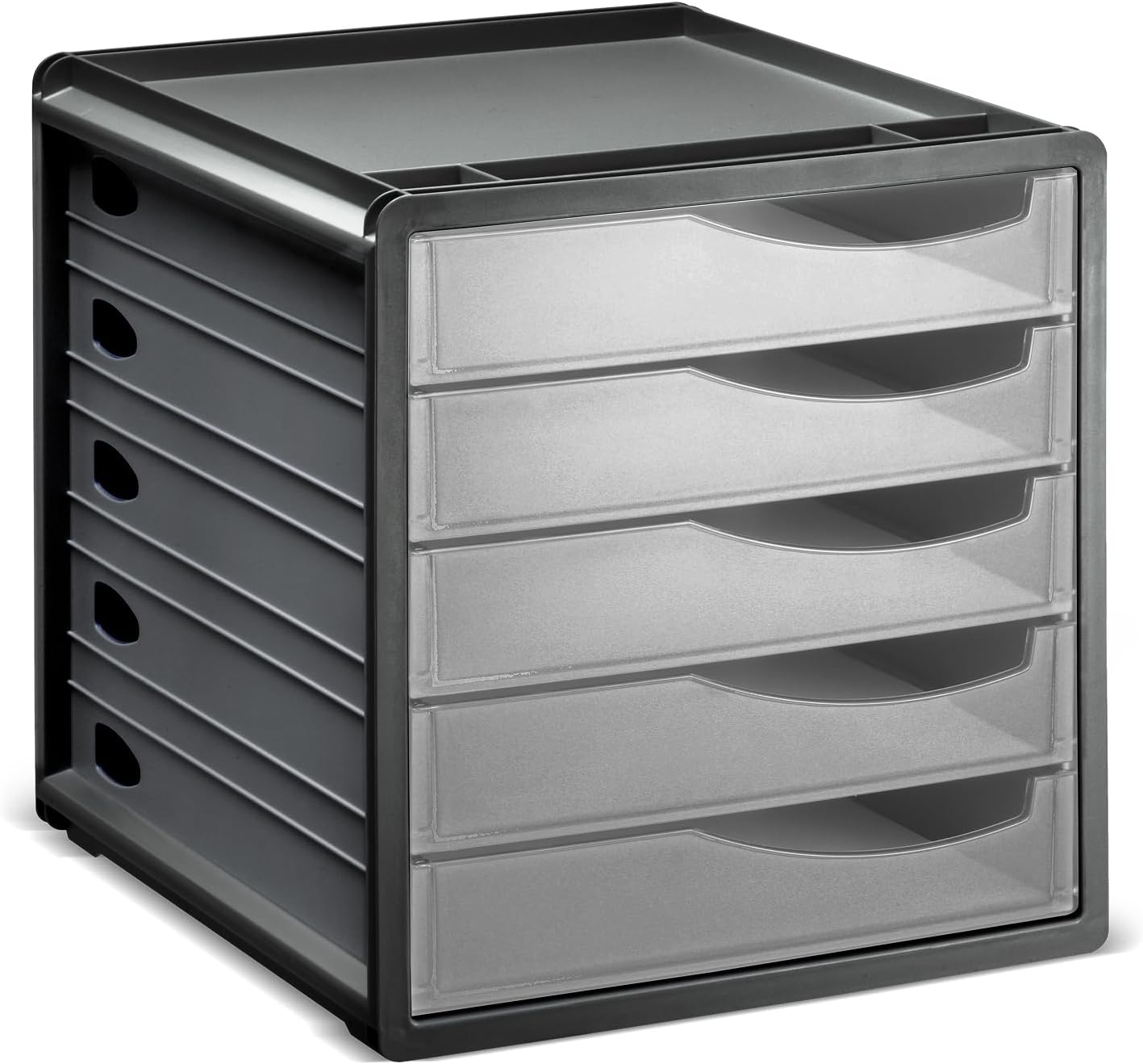 Rotho, Spacemaker, Ladebox / kantoorbox met 5 lades, Kunststof (PS) BPA-vrij, groen/zwart, 33,5 x 28,5 x 32,0 cm