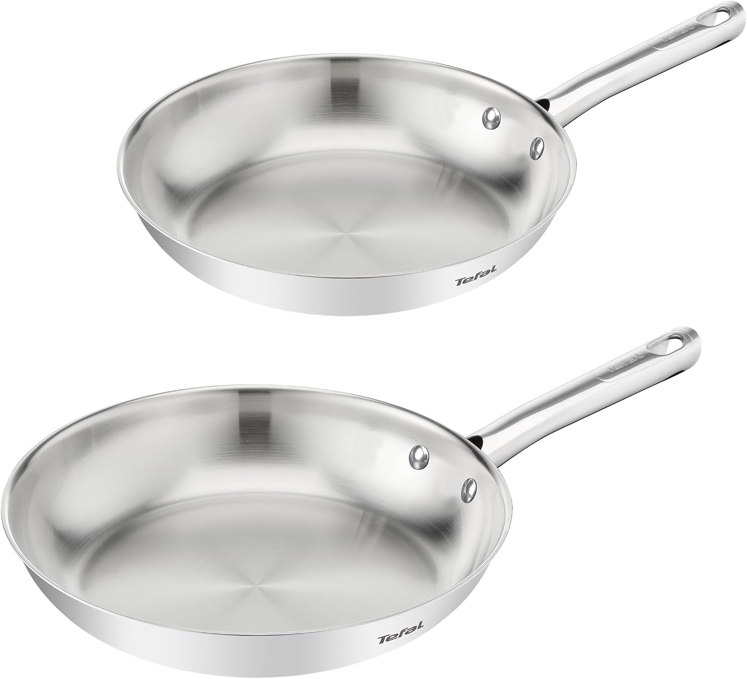 Tefal Duetto On Pannenset, 2-delig, 24/28 cm, onverzegeld, dikke warmteverspreidingsbodem, comfortabele handgreep, duurzaam, geschikt voor alle warmtebronnen, roestvrij staal, B866S234