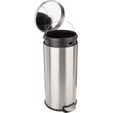 Amazon Basics Prullenbak, rond, cilindervormig, soft-close, 30 liter, geborsteld roestvrij staal - Maat 30 L