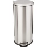 Amazon Basics Prullenbak, rond, cilindervormig, soft-close, 30 liter, geborsteld roestvrij staal - Maat 30 L