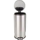 Amazon Basics Prullenbak, rond, cilindervormig, soft-close, 30 liter, geborsteld roestvrij staal - Maat 30 L