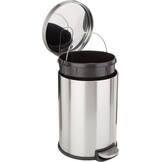 Amazon Basics Prullenbak, rond, cilindervormig, soft-close, 30 liter, geborsteld roestvrij staal - Maat 30 L
