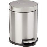 Amazon Basics Prullenbak, rond, cilindervormig, soft-close, 30 liter, geborsteld roestvrij staal - Maat 30 L