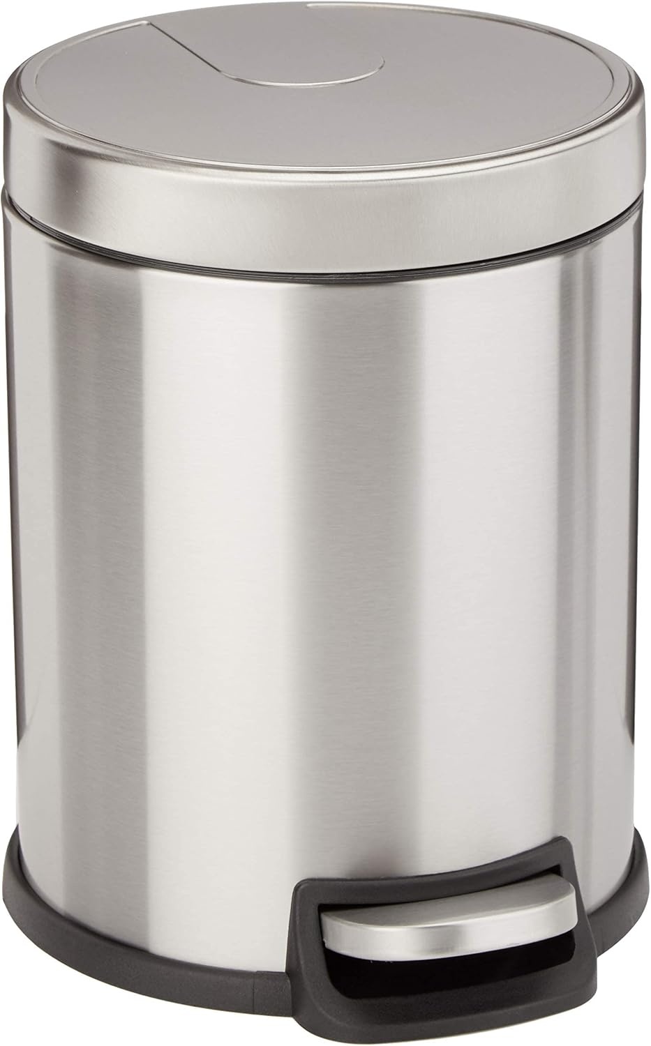 Amazon Basics Prullenbak, rond, cilindervormig, soft-close, 30 liter, geborsteld roestvrij staal - Maat 30 L