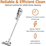 Amazon Basics Snoerloze 2-in-1-stofzuiger met elektromotor, 150 W, 0,7 l, wit en zwart