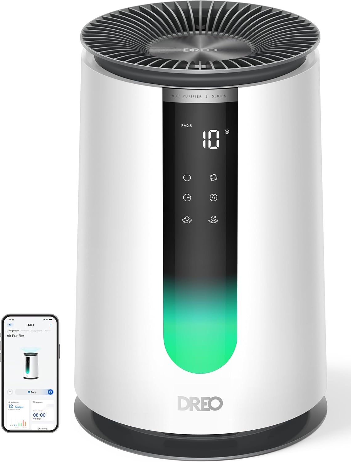 DREO Luchtreiniger voor mensen met allergieën 338S met 3-in-1 HEPA-filter