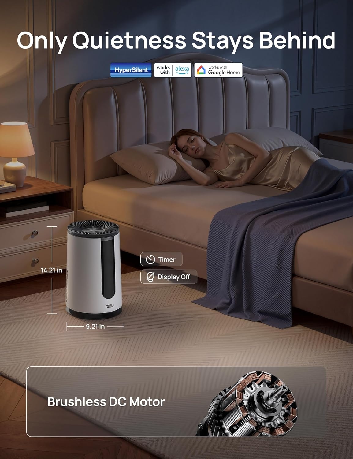 DREO Luchtreiniger voor mensen met allergieën 338S met 3-in-1 HEPA-filter