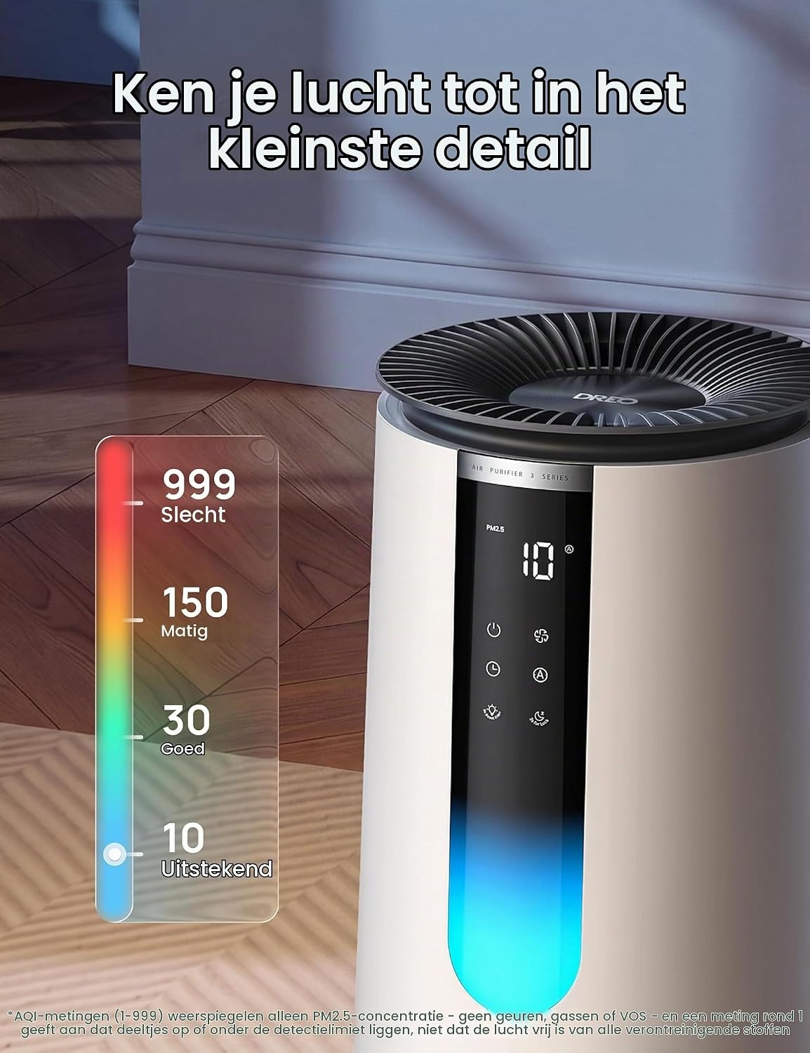 DREO Luchtreiniger voor mensen met allergieën 338S met 3-in-1 HEPA-filter