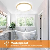 slochi LED Plafondlamp 39 cm - 36W - 4200 Lumen - Houtlook - 3 Lichtstanden - IP44 Waterproof