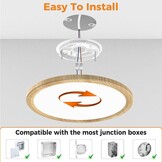 slochi LED Plafondlamp 39 cm - 36W - 4200 Lumen - Houtlook - 3 Lichtstanden - IP44 Waterproof