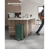 SONGMICS keukenprullenbak, 30 liter, met softclose deksel en binnenemmer