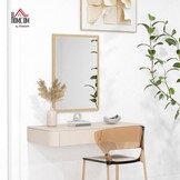 HOMCOM Wandspiegel Decoratieve hangspiegel 50x70cm natuurhout