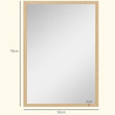 HOMCOM Wandspiegel Decoratieve hangspiegel 50x70cm natuurhout