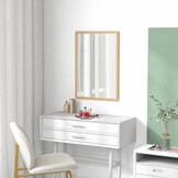 HOMCOM Wandspiegel Decoratieve hangspiegel 50x70cm natuurhout
