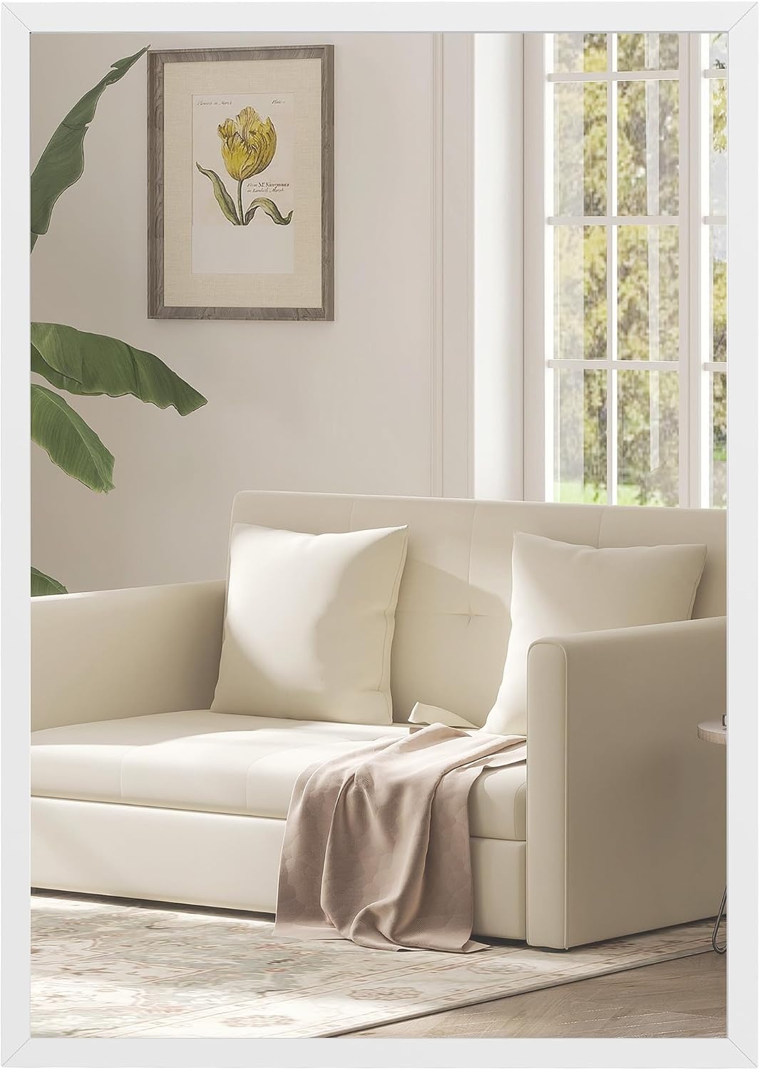 HOMCOM Wandspiegel Decoratieve hangspiegel 50x70cm natuurhout