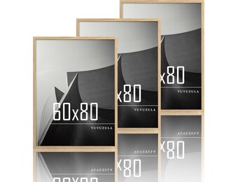 VUVUZULA Fotolijst 60x80cm houten fotolijst MDF-lijst 60x80cm eiken natuur set van 3