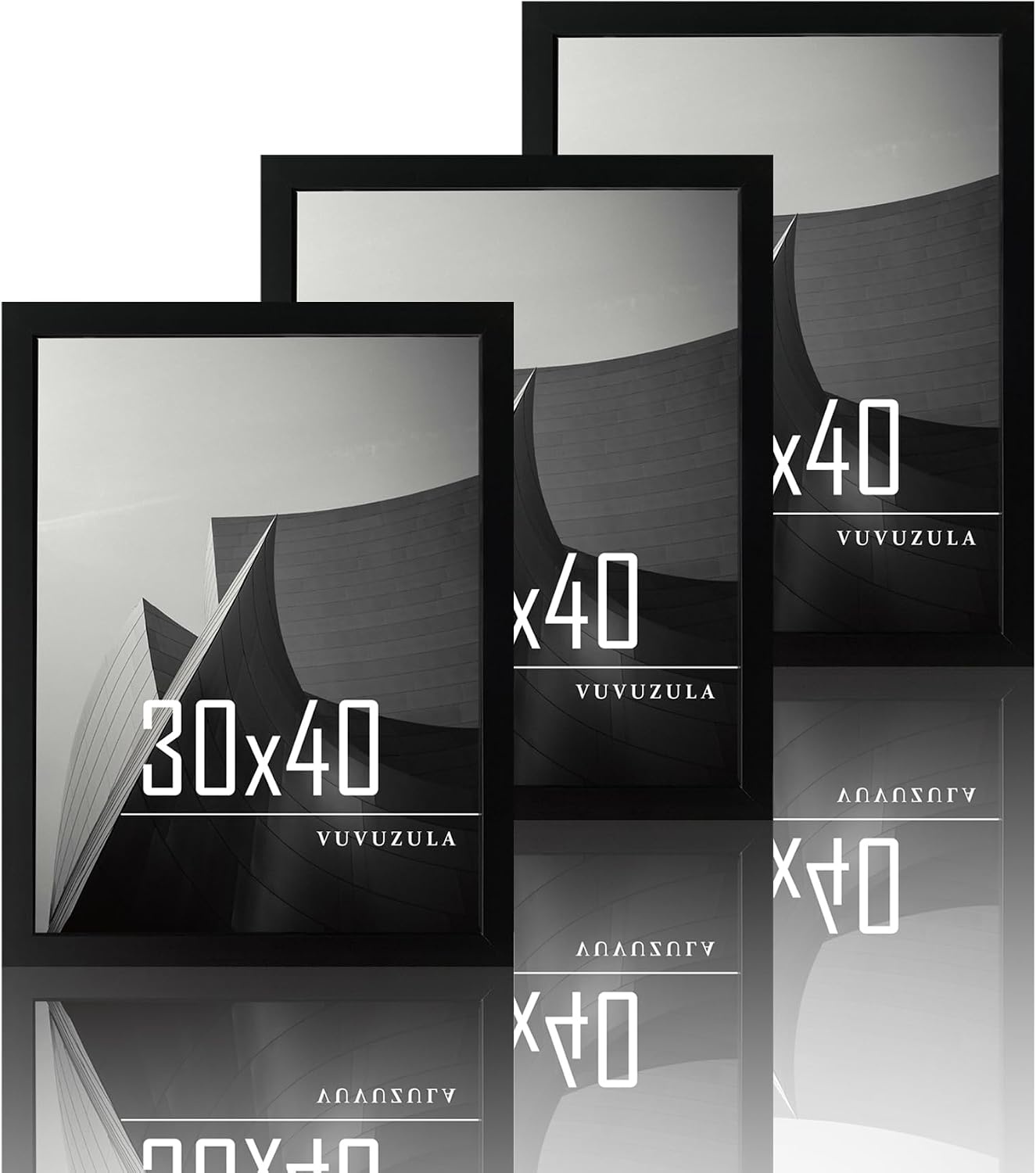 VUVUZULA Fotolijst 60x80cm houten fotolijst MDF-lijst 60x80cm eiken natuur set van 3