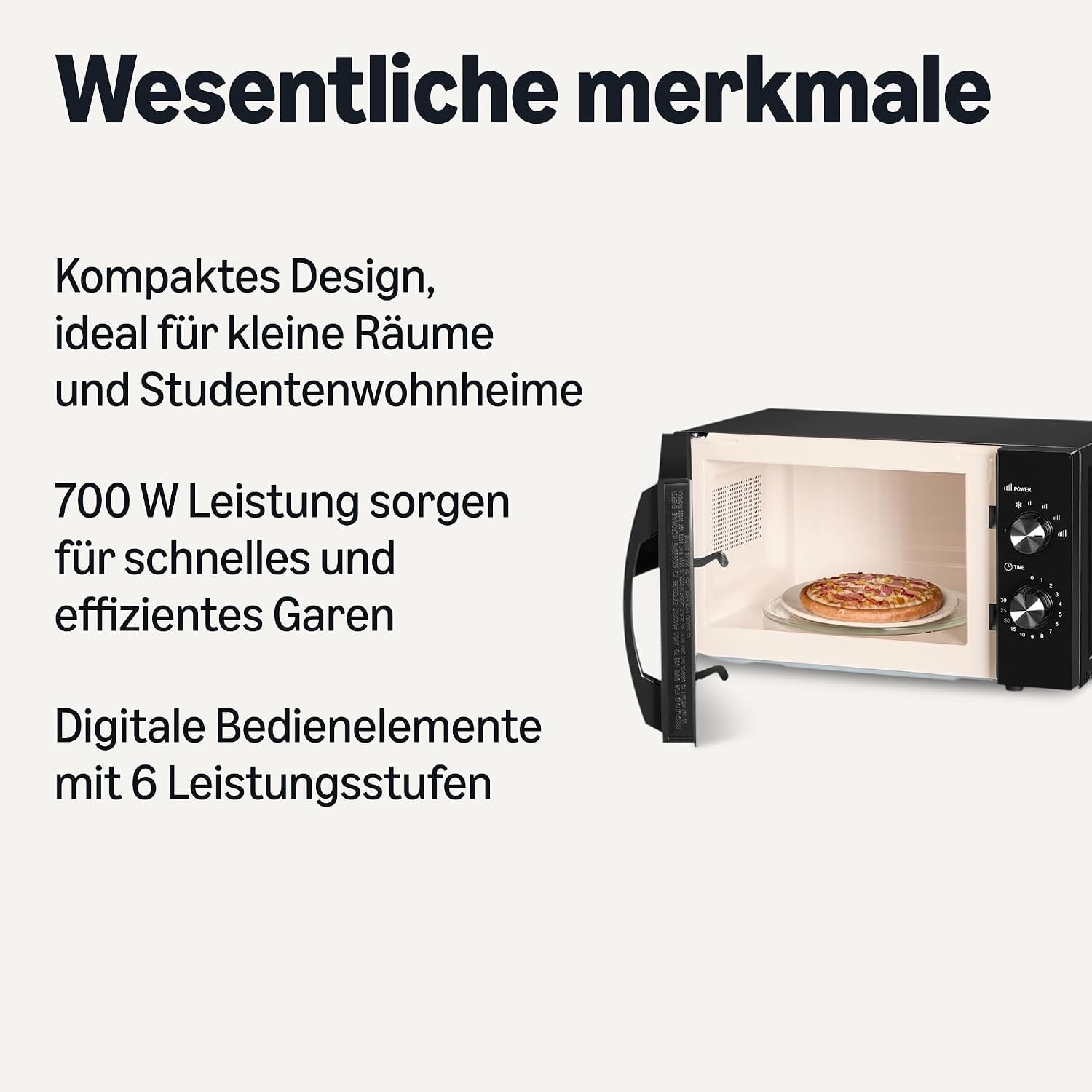 Amazon Basics Solo Magnetron - 20 Liter - 700 Watt - Zwart
