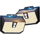 Zonnelamp voor buiten, 3 modi, zonnelamp voor buiten, bewegingsmelder, buitenverlichting, led, zonne-energie, IP65, waterdicht, voor muur, tuin, garage, carport, patio en [3 stuks], koud wit, 6000 K